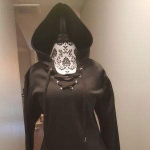 New Black hoodie, lace up